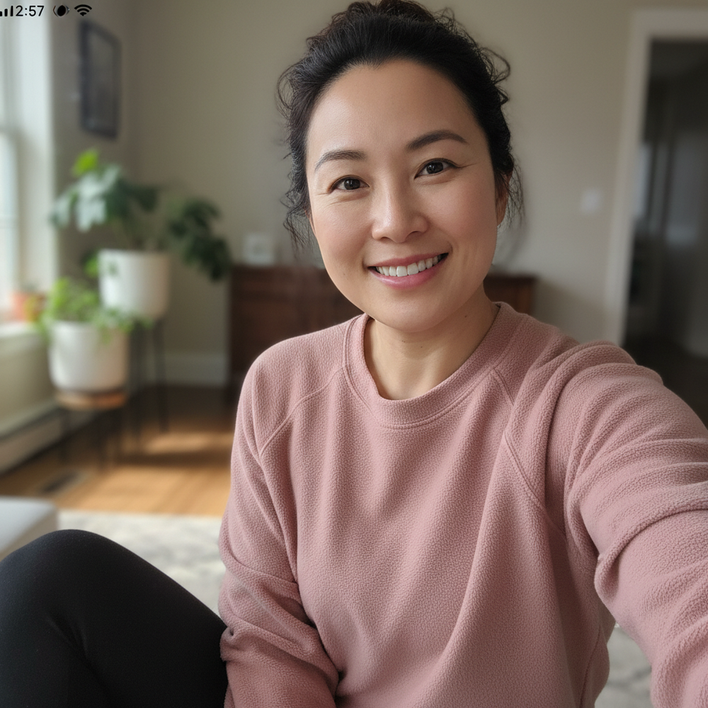 Casual Asian woman selfie