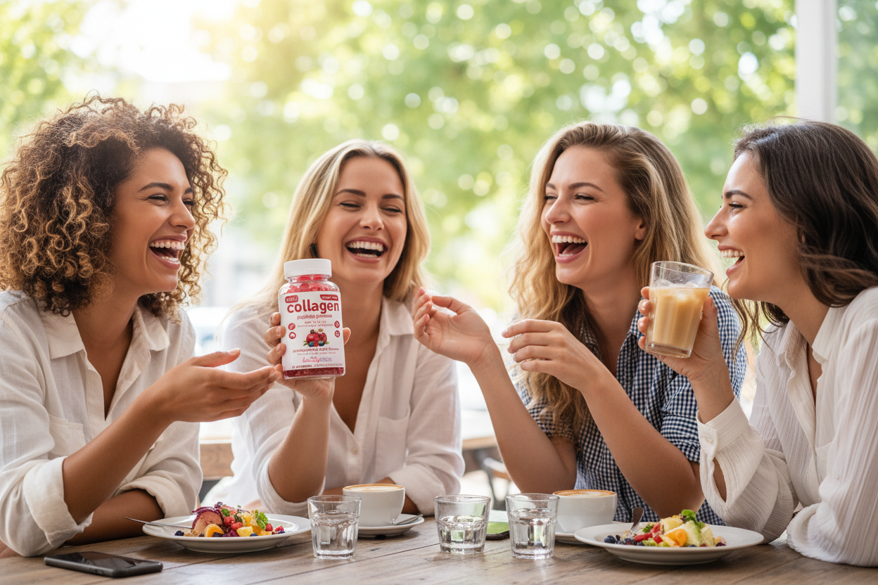 Friends sharing wellness with Beauty Code product